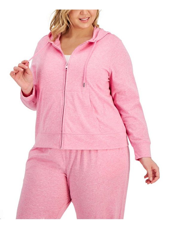 ID Ideology Women's Full Zip Hooded Jacket Pink Size 2X