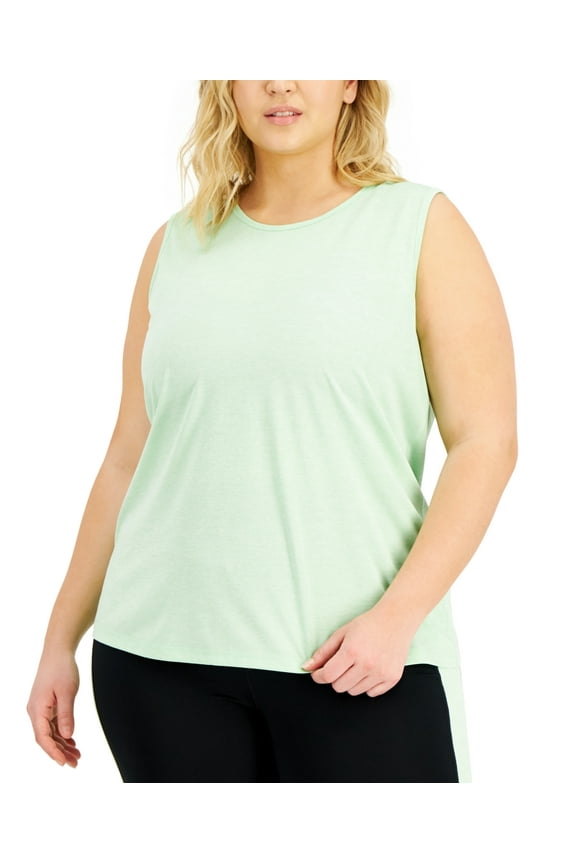 ID Ideology Womens Keyhole Back Tank Top Green Ash 3X