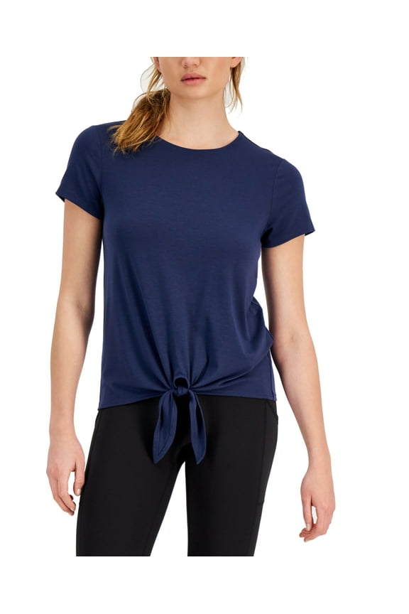 ID Ideology Womens Knot Front T-Shirt Blue S