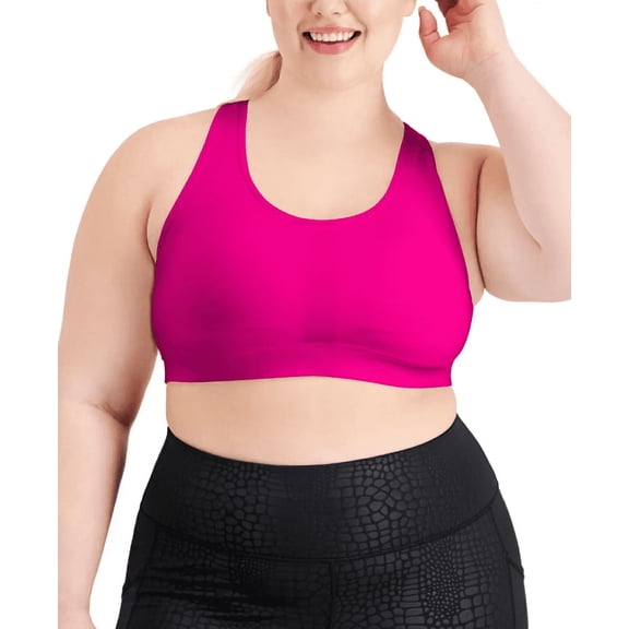 ID Ideology Women's Medium Impact Sports Bra Pink Size 1X