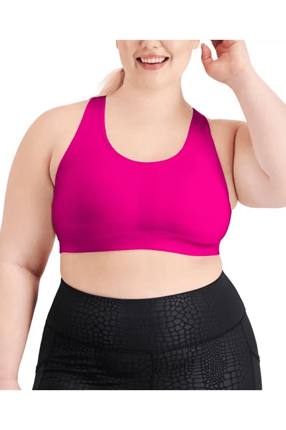ID Ideology Women's Medium Impact Sports Bra Pink Size 1X