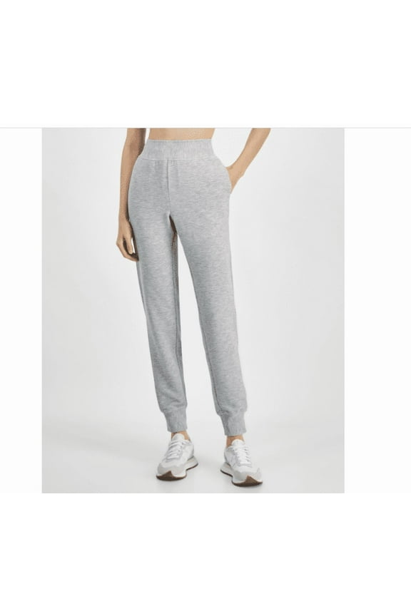 ID Ideology Women's Ottoman-Rib Jogger Pants, Created for Macy's - Zinc Heather
