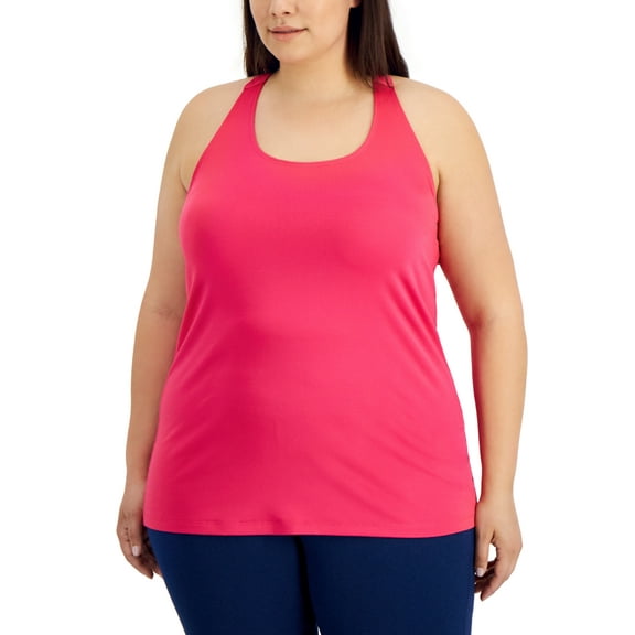 ID Ideology Women's Rainbow T Back Tank Top Pink Size 1X