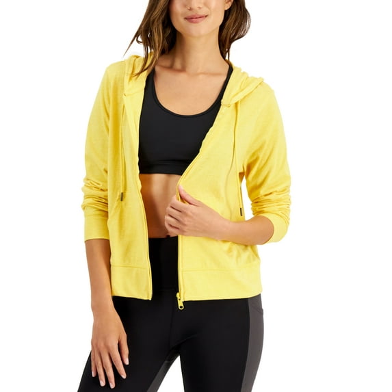 ID Ideology Womens Retro Recycled Full Zip Jacket Bold Lemon Heather S