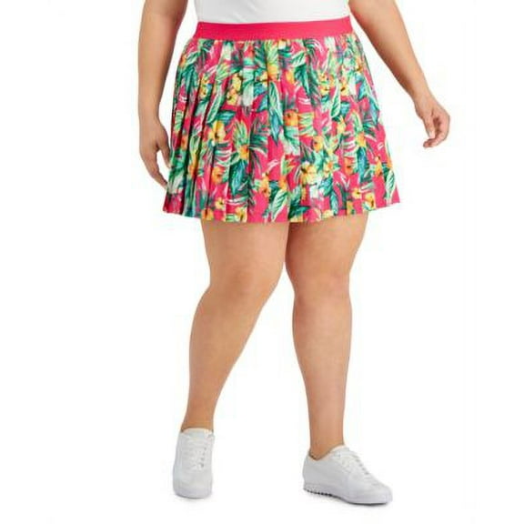 ID Ideology Women's Tropical Print Pleated Skort Pink Size 3X