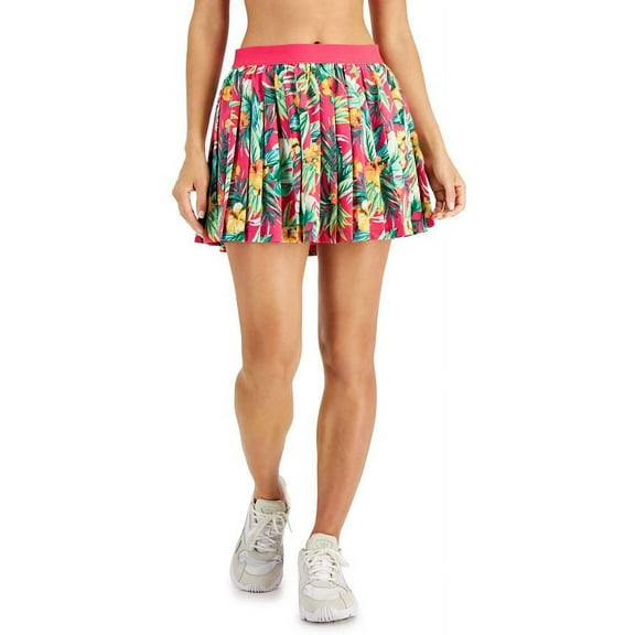 ID Ideology Womens Tropical Printed Pleated Skort True Fiery Pink 2XL