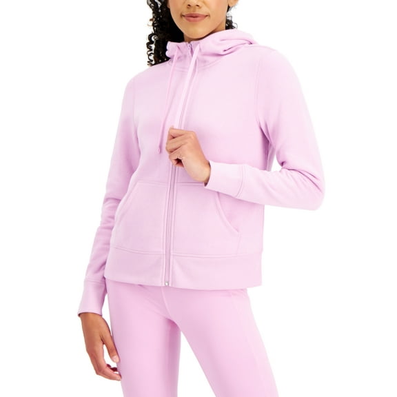ID Ideology Women's Zip Front Fleece Hoodie Pink Size X-Small