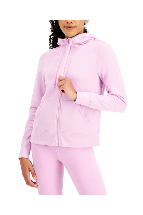 ID Ideology Women's Zip Front Fleece Hoodie Pink Size X-Small