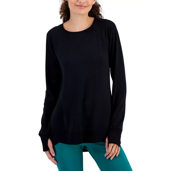 ID Ideology Womens Active Butter French-Terry Long-Sleeve Thumbhole Tunic Top XS