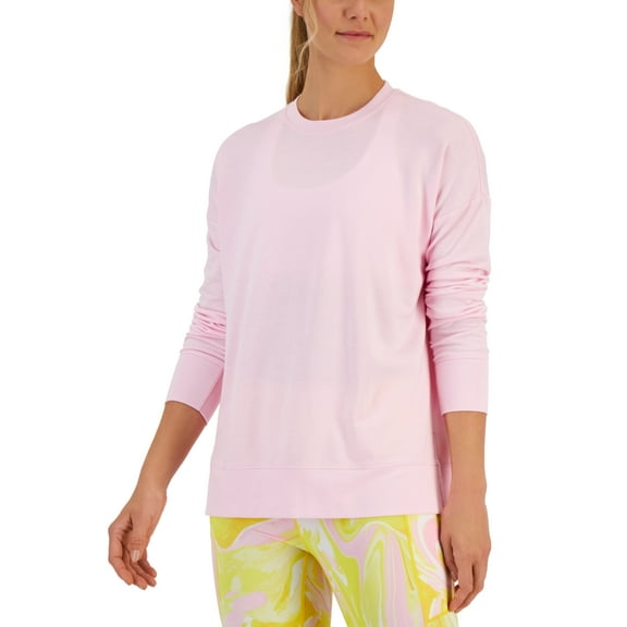 ID Ideology Womens Active Solid Crewneck Top Pink Heart XL