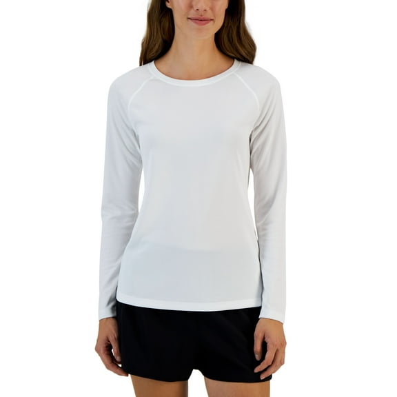 ID Ideology Womens Birdseye Mesh Long Sleeve T-Shirt Bright White L