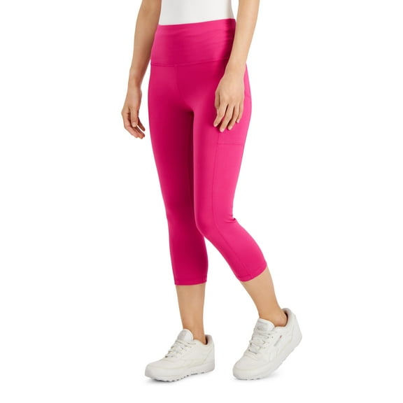 ID Ideology Womens Compression High Rise Side Pocket Cropped Leggings Berry Ice PS