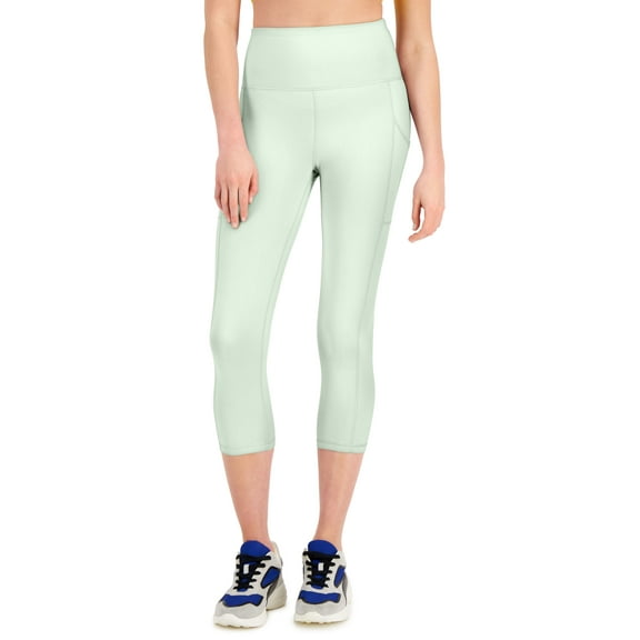 ID Ideology Womens Compression High Rise Side Pocket Cropped Leggings Green Ash S