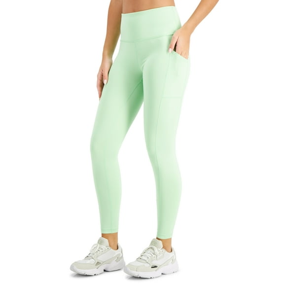 ID Ideology Womens Compression High Waist Side Pocket 7/8 Length Leggings Green Ash XL