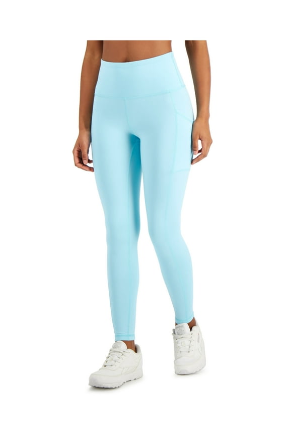 ID Ideology Womens Compression High Waist Side Pocket 7/8 Length Leggings In Reg Petites Aquatone PM