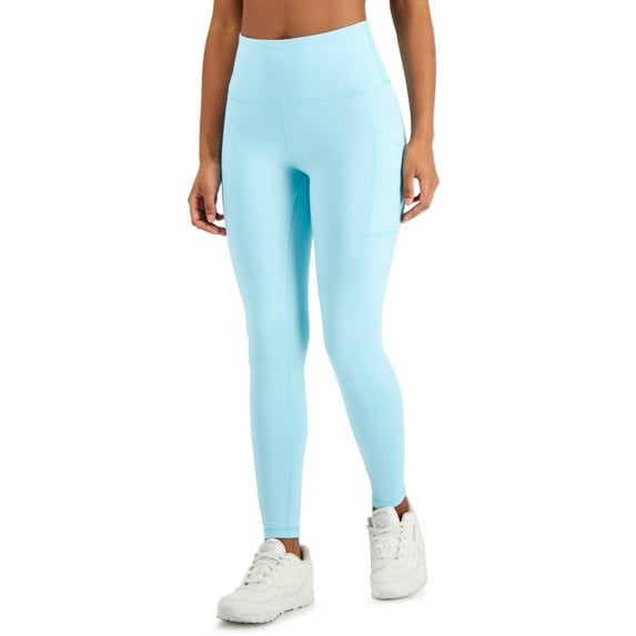 ID Ideology Womens Compression High Waist Side Pocket 7/8 Length Leggings In Reg Petites Aquatone PS