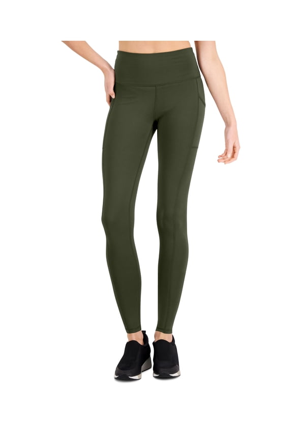 ID Ideology Womens Compression Pocket Full Length Leggings Native Green PP