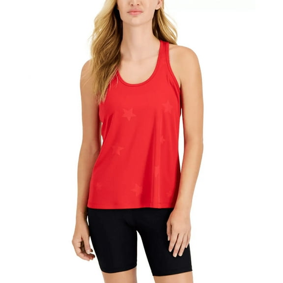 ID Ideology Womens Embossed Star Racerback Tank Licorice Red 2XL