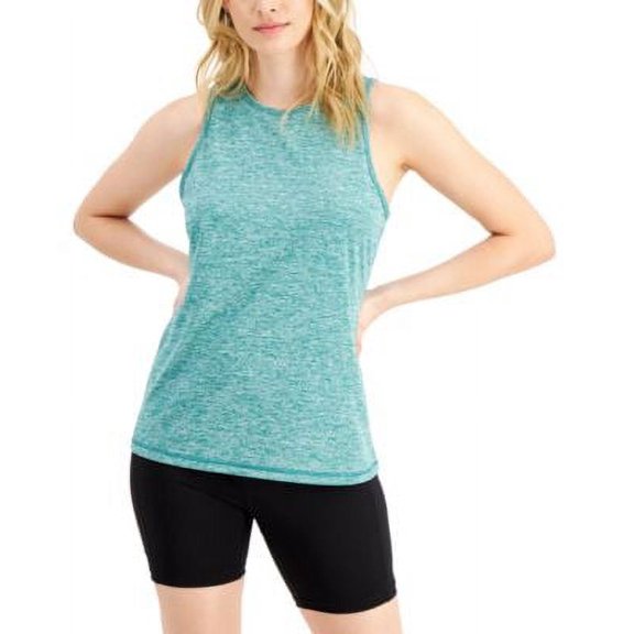 ID Ideology Womens Essentials Heathered Keyhole Back Tank Top Forest Rain S