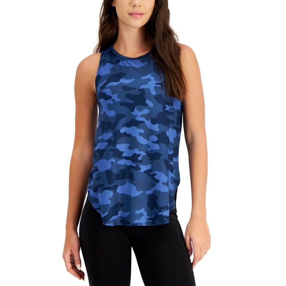 ID Ideology Womens Essentials Sweat Set Camo Tank Top Indigo Sea XS