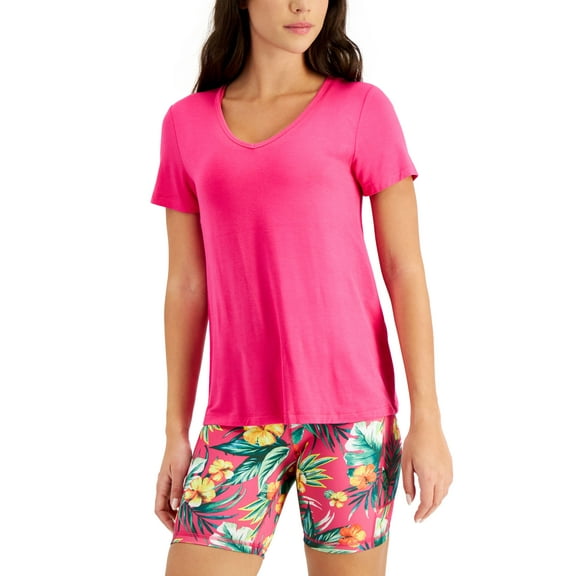 ID Ideology Womens V Neck T-Shirt Fiery Pink M