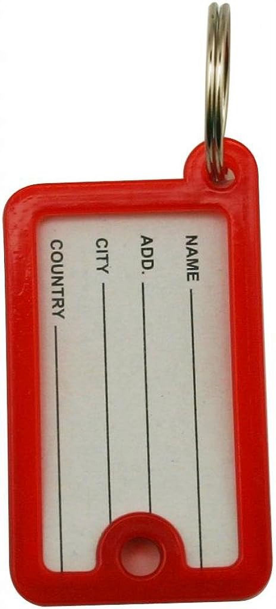ID Key Tags with Double Faced Label Window Ring Color Red Pack of 30