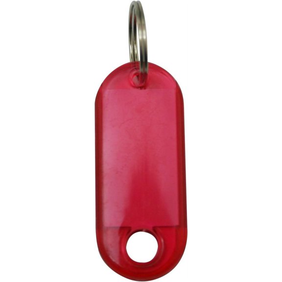 ID Labels Tags with Label Window Ring Holder Waterproof Color Transparent Red Pack of 30