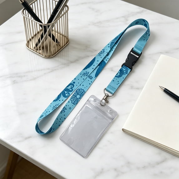 ID Lanyard, Polyester Woven Creative Print Lanyard, Employee ID Card Holder Strap, Durable Neck Strap for Office, s’chool, Business & Badge Holding Use