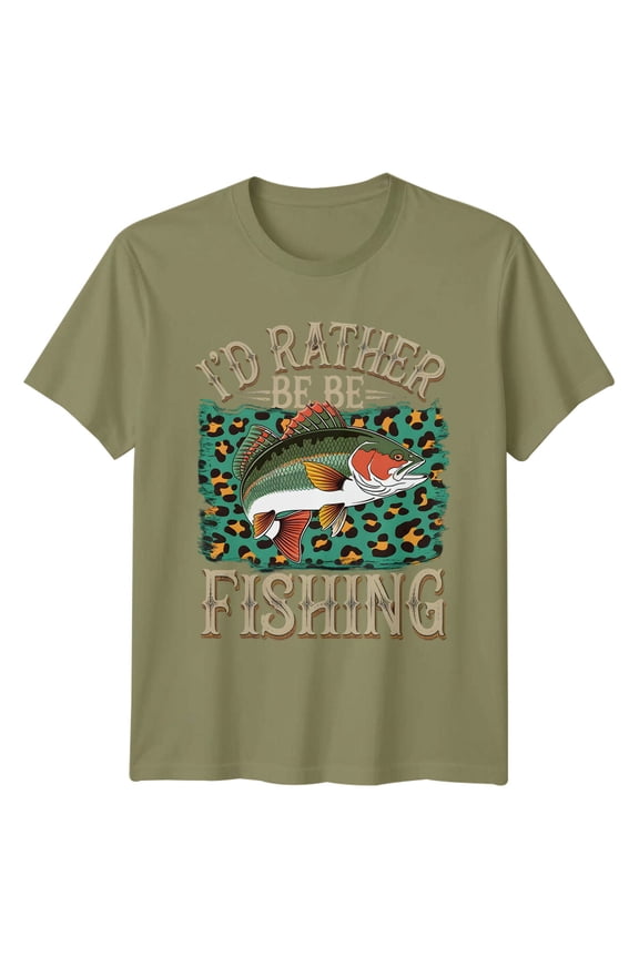 ID RATHER BE FISHING Fish Hobbies Mens T-Shirt Fishing Lover Tee