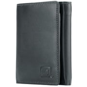 ID Stronghold – Men’s RFID Leather Wallet - Trifold with ID Window – Black