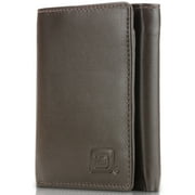 ID Stronghold Mens RFID Leather Wallet - Trifold with ID Window - Brown