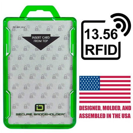 ID Stronghold - RFID Blocking Secure Badge Holder - Duolite 2 Card ID Holder - Poly Carbonate - Heavy Duty Hard Plastic ID Badge Holder - Molded and Assembled in The USA - FIPS 201 Approved - Green