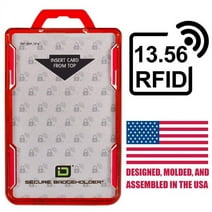 ID Stronghold - RFID Blocking Secure Badge Holder - Duolite 2 Card ID Holder - Poly Carbonate - Heavy Duty Hard Plastic ID Badge Holder - Molded and Assembled in The USA - FIPS 201 Approved - Red