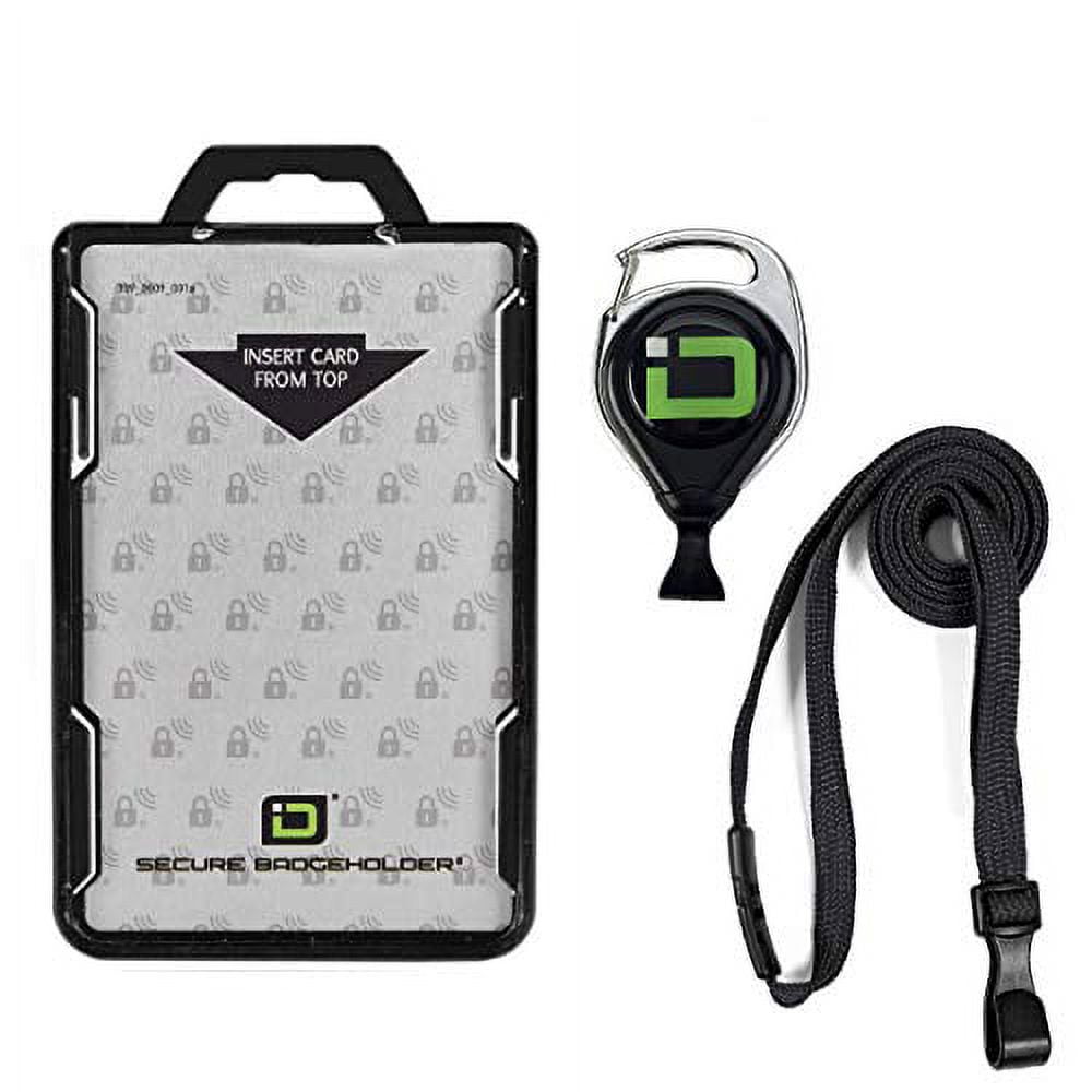 ID Stronghold Secure Badge Holder Duolite - RFID Blocking 2 Card ID Badge  Holder with Lanyard and Retractable Reel - PIV, CAC and Work Cards - Heavy  Duty Plastic Badge Protector - FIPS 201 Approved 