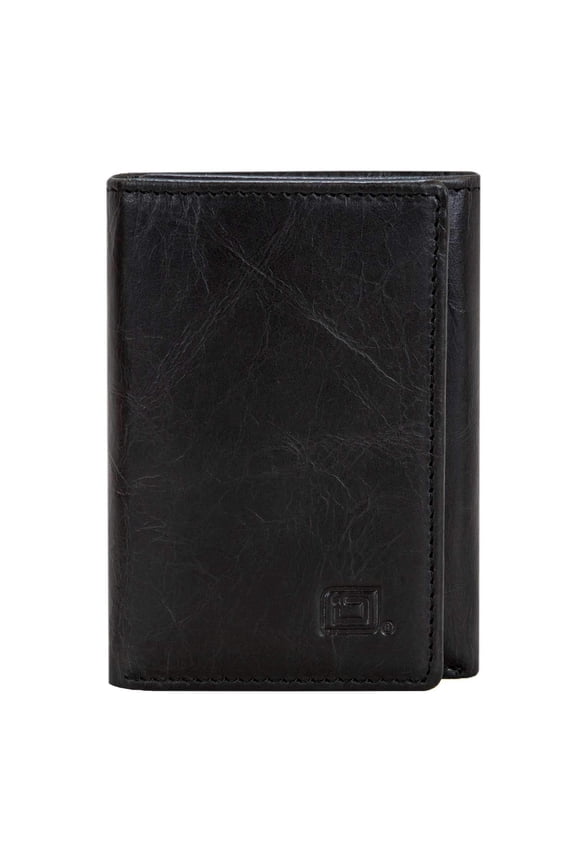 Slim RFID Trifold Wallet for Men - Genuine Buffalo Leather - Black Y101