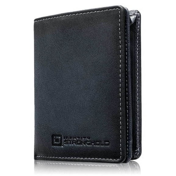 ID Stronghold "Waltlet" Unisex Bifold Leather RFID Blocking Wallet, Black