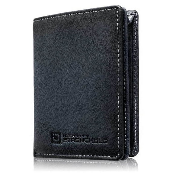 ID Stronghold "Waltlet" Unisex Bifold Leather RFID Blocking Wallet, Black