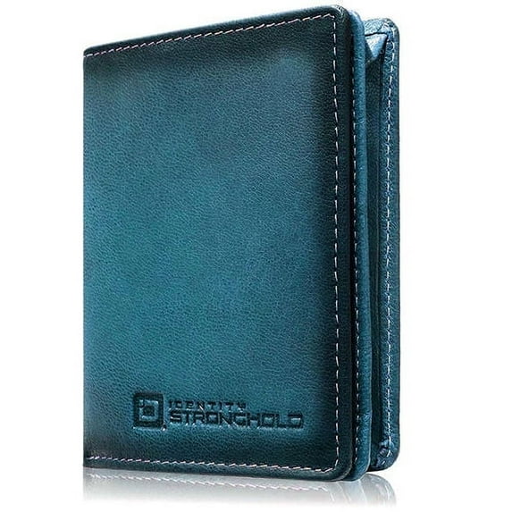 ID Stronghold “Waltlet” Leather RFID Blocking Wallet with Magnetic Clasp Blue