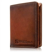 ID STRONGHOLD “Waltlet” Leather RFID Blocking Wallet with Magnetic Clasp Brown