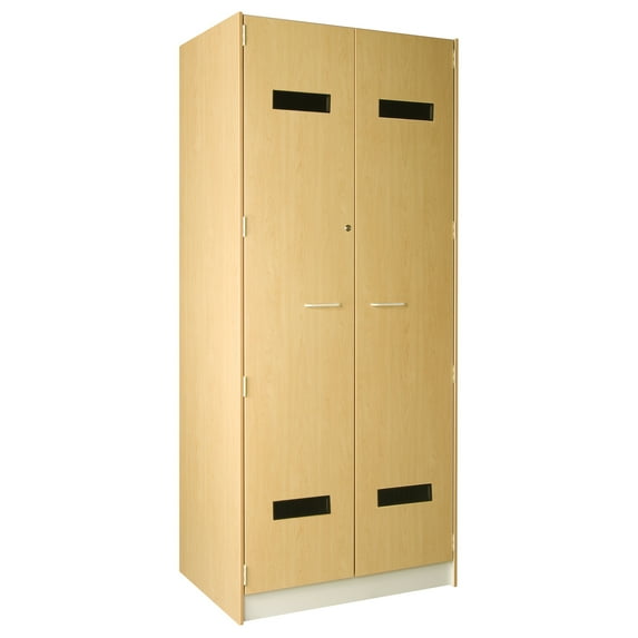 ID Systems Accessory Storage with 4 wire rack shelves and 1 fixed shelf. Locking doors with vents for air circulation-Finish:Medium Cherry,Size:35Dx24Wx84H