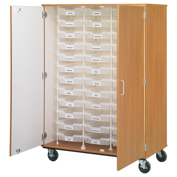 ID Systems Mobile Tote Storage with Locking Doors 36 Trays -  12 1/4"W x 3"Hx16 3 /4"