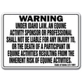 thumbnail image 1 of IDAHO Equine Sign activity liability warning statute horse farm barn stable, 1 of 5
