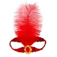 thumbnail image 1 of IDALL 1920s Flapper Headband Feather Headpiece Accessories for Women Sequined Showgirl Headpiece Red 1 One Size, 1 of 5
