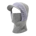 thumbnail image 1 of IDALL 3 in 1 Beanie Hat for Women, Womens Winter, Cold Knitted Hats Wind Resistant Hooded Scarf, Thick Plush-Lined Light Ashy One Size, 1 of 4