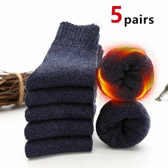 IDALL 5 Pairs Merino Wool Quarter Ankle Hiking Running Socks Compression Thermal Thick Cushion Socks for Women Men hiking socks men socks for cold weather Navy (5PC)One Size
