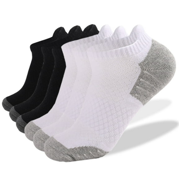 IDALL Ankle Socks Grip Socks Men And Women Athletic Running Socks 6 Pairs Breathable Low Cut Sports Socks With Cushioning Ankle Socks Running Socks Mens Socks Khaki L