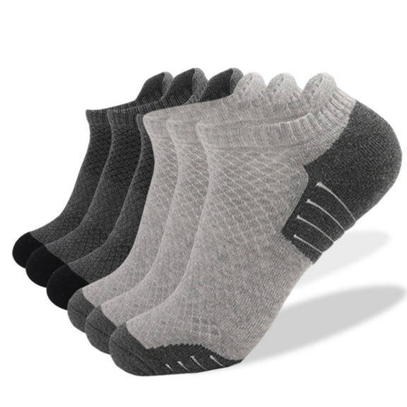 IDALL Ankle Socks Grip Socks Men And Women Athletic Running Socks 6 Pairs Breathable Low Cut Sports Socks With Cushioning Ankle Socks Running Socks Mens Socks Beige L