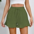 thumbnail image 1 of IDALL Athletic Shorts for Women Linen Shorts Women Casual Shorts Comfy Drawstring Lace Up Elastic Waist Summer With Pockets Wide Leg Shorts Summer Shorts Lounge Shorts Women Army Green L, 1 of 8