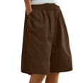 thumbnail image 1 of IDALL Athletic Shorts for Women Linen Shorts Womens Casual Solid Side Pockets Pants Shorts Elastic Waist Pockets Daily Shorts Summer Shorts Lounge Shorts Women Brown L, 1 of 6