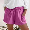 thumbnail image 1 of IDALL Athletic Shorts for Women Linen Shorts Womens Casual Solid Side Pockets Pants Shorts Elastic Waist Pockets Daily Shorts Summer Shorts Lounge Shorts Women Hot Pink S, 1 of 6
